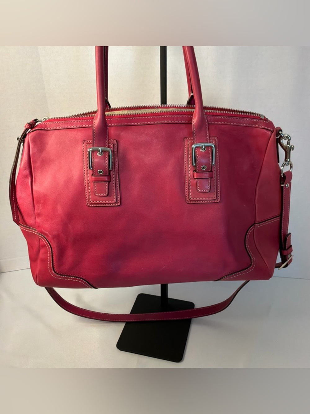 Coach  Legacy Leather Satchel Shoulder Crossbody Bag Magenta Raspberry